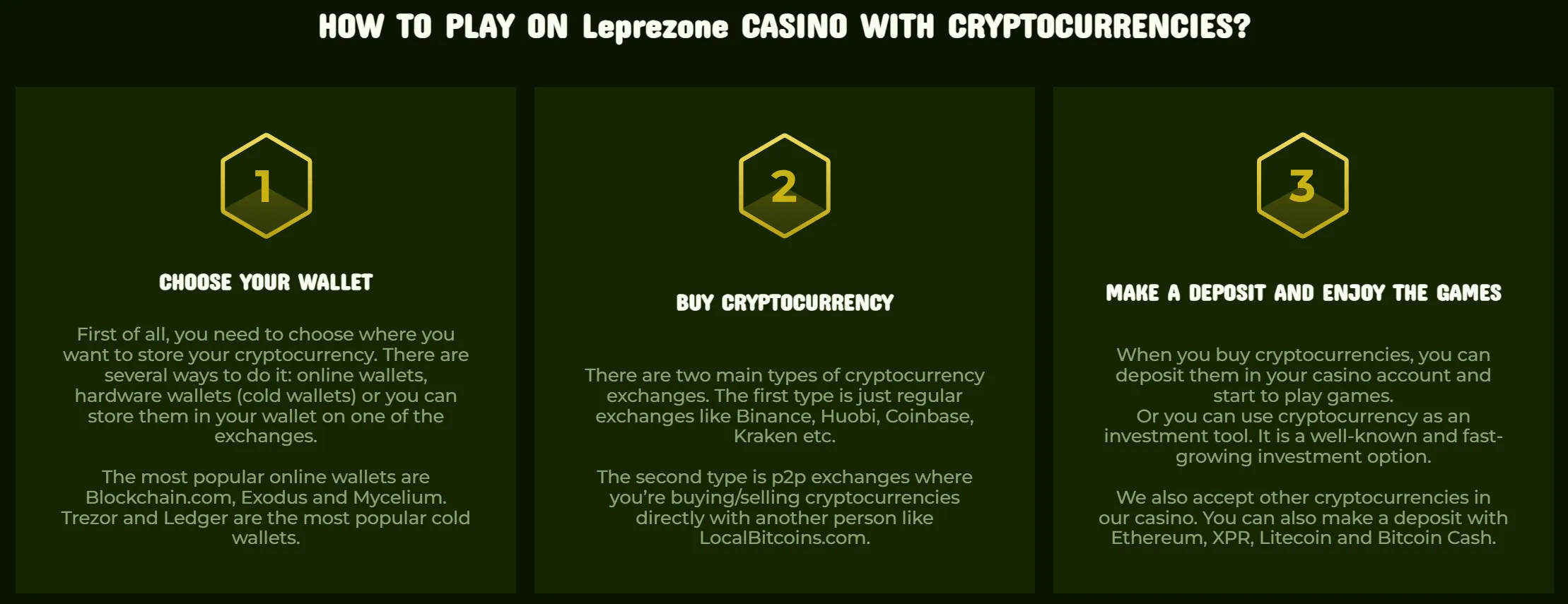leprezone casino cryptocurrencies